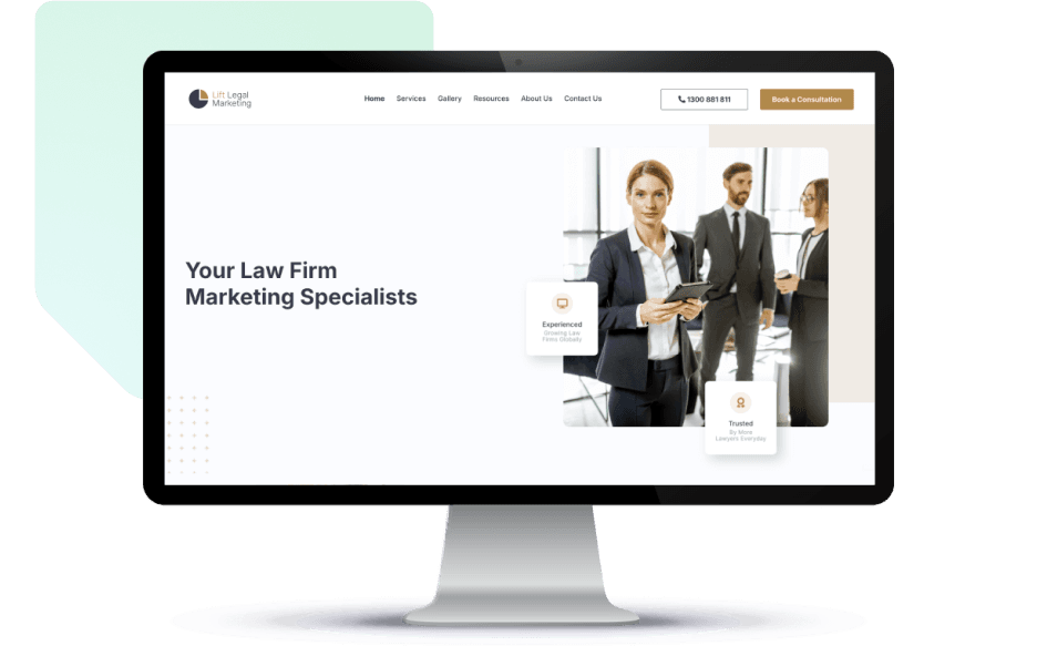 Screenshot of the Lift Legal website displayed in a computer monitor