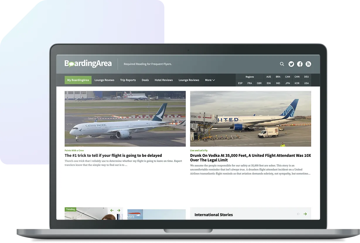 Laptop displaying BoardingArea website